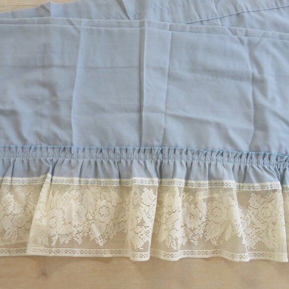 Vintage Blue Blouson Valance Lace Trim 15.5 x 60 inch Made in USA - Picture 11 of 11